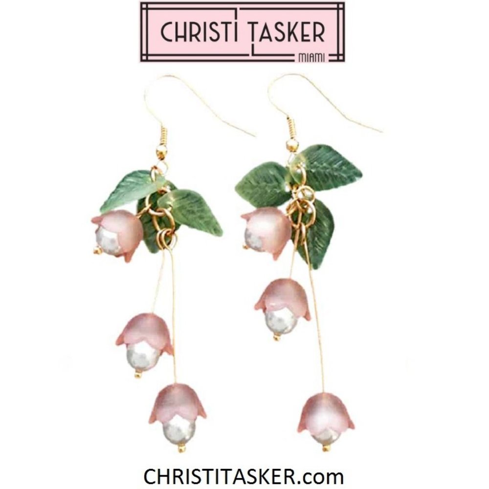 Delicate Glass & Pearl Lily Flower Earring